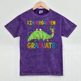 Kids Kindergarten Graduate Dinosaur Kindergarten Graduation Mineral Wash Tshirts Mineral Purple