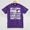Kids Last Day Pre-K Kindergarten Here I Come Graduation Mineral Wash Tshirts Mineral Purple