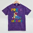 Kids Pre-K Graduate Dinosaur T-Rex Pre Kindergarten Graduation Mineral Wash Tshirts Mineral Purple