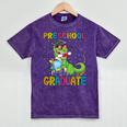 Kids Preschool Graduate T-Rex Dinosaur Preschool Graduation Mineral Wash Tshirts Mineral Purple