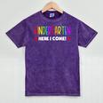 Kindergarten Here I Come Kids Pre-k Graduation Mineral Wash Tshirts Mineral Purple