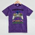 Kindergarten Level Complete Graduation Class 2023 Gamer Kids Mineral Wash Tshirts Mineral Purple
