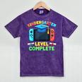 Kindergarten Level Complete Graduation Class 2025 Gamer Boys Mineral Wash Tshirts Mineral Purple
