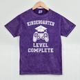 Kindergarten Level Complete Retro Graduation Video Gamer Mineral Wash Tshirts Mineral Purple