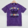 Last Day Autographs 1st Grade Graduation Boys Girls Groovy Mineral Wash Tshirts Mineral Purple