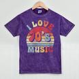 I Love 70's Music Retro Style Nostalgia Cassette 1970s Party Mineral Wash Tshirts Mineral Purple