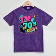 I Love The 70s Retro Cassette Roller Vinyl Disco Nostalgia Mineral Wash Tshirts Mineral Purple