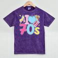 I Love 70's Retro Style Nostalgia Vibe 1970's Party Premium Tri-Blend Mineral Wash Tshirts Mineral Purple