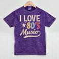 I Love 80's Music Retro Style Nostalgia Cassette 1980s Party Mineral Wash Tshirts Mineral Purple