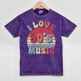 I Love 90's Music Retro Style Nostalgia Cassette 1990s Party Mineral Wash Tshirts Mineral Purple