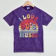 I Love 90's Music Retro Style Nostalgia Cassette 1990s Party Mineral Wash Tshirts Mineral Purple