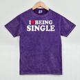 I Love Being Single Red Heart Anxious & Introvert Girl Club Mineral Wash Tshirts Mineral Purple