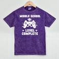 Middle School Level Complete Video Gamer Graduation Mineral Wash Tshirts Mineral Purple