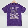 Mixed Tapes Not Feelings Nostalgia Retro Cassette Tape Mineral Wash Tshirts Mineral Purple