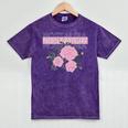 Nostalgia 80s 90s Retro Style Graphics Rose Pink Flower Mineral Wash Tshirts Mineral Purple