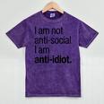 I Am Not Anti Social I Am Anti Idiot Introvert Saying Mineral Wash Tshirts Mineral Purple