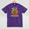 Not A Hugger Cactus Retro Sunset No Hugging Introvert Mineral Wash Tshirts Mineral Purple