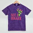 Not a Hugger Sarcastic Introvert Cactus Theme Women Mineral Wash Tshirts Mineral Purple