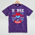 Nurse Live Love Heal Graduation Appreciation Valentines Day Mineral Wash Tshirts Mineral Purple