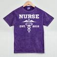 Nurse Nursing Graduation T Shirt Nurse Est 2018 Mineral Wash Tshirts Mineral Purple