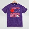 Nurse Survived Nursing School Graduation Mineral Wash Tshirts Mineral Purple