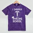 Nursing School Graduation Shirt I Survived RN Gift Mineral Wash Tshirts Mineral Purple