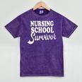 Nursing School Survivor Nurse Graduation Medical T-Shirt Mineral Wash Tshirts Mineral Purple