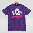 Nursing School Survivor Shirt Graduation Party Tee Mineral Wash Tshirts Mineral Purple
