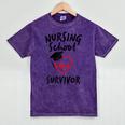 Nursing School Survivor Women Graduation RN Gift Shirt Mineral Wash Tshirts Mineral Purple