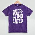 OVERSTIMULATED Introvert Social Mode Sensory Overload Mineral Wash Tshirts Mineral Purple