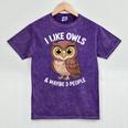 I Like Owls And Maybe 3 People Introvert Humor Casual Mineral Wash Tshirts Mineral Purple