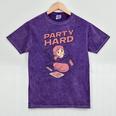 Party Hard Comfortable Stay At Home Introvert Mineral Wash Tshirts Mineral Purple