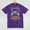 I Paused My Game To Graduate Class Of 2023 Gamer Graduation Mineral Wash Tshirts Mineral Purple