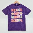 Peace Out Middle School Graduation Groovy Last Day Of School Mineral Wash Tshirts Mineral Purple