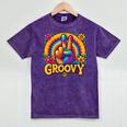 Peace Sign Groovy Vibes Costume Nostalgia Tie Dye Fashion Mineral Wash Tshirts Mineral Purple