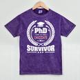 PhD Survivor Doctorate Graduate Shirt Graduation Mineral Wash Tshirts Mineral Purple