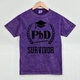 PHD Survivor T-Shirt Graduation Student Teacher For Men Women Kids Mineral Wash Tshirts Mineral Purple