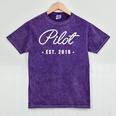 Pilot Est 2019 Graduation Grad Mineral Wash Tshirts Mineral Purple