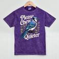 Please Chew Quieter Introvert Christmas Bird Watcher Mineral Wash Tshirts Mineral Purple