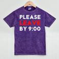 Please Leave By 9 Introvert Party Anti-Social Birthday Mineral Wash Tshirts Mineral Purple