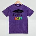 Pre-K -12th Grade Hand Prints Space Graduation Class Of 2037 Mineral Wash Tshirts Mineral Purple