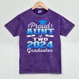 Proud Aunt Of Two 2024 Graduate Class 2024 Graduation Family Mineral Wash Tshirts Mineral Purple