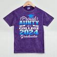 Proud Aunty Of 2024 College Graduate Family 24 Graduation Mineral Wash Tshirts Mineral Purple