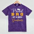 Proud Bro Of A Class Of 2024 Graduate Senior Graduation Mineral Wash Tshirts Mineral Purple