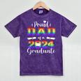 Proud Dad Of 2024 Graduate Class 2024 Graduation Family Mineral Wash Tshirts Mineral Purple
