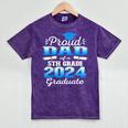 Proud Dad Of 5th Grade Graduate 2024 Elementary Graduation Mineral Wash Tshirts Mineral Purple