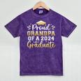 Proud Grandpa Of a 2024 Graduate Senior Graduation Men Mineral Wash Tshirts Mineral Purple