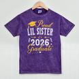 Proud Lil Sister Of a Class Of 2026 Graduate For Graduation Mineral Wash Tshirts Mineral Purple