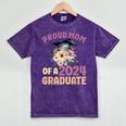 Proud Mom Of a 2024 Graduate Floral Flower Family Graduation Mineral Wash Tshirts Mineral Purple