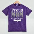 Proud Mom Of a 2024 Graduate Mama Checkered Graduation Mineral Wash Tshirts Mineral Purple